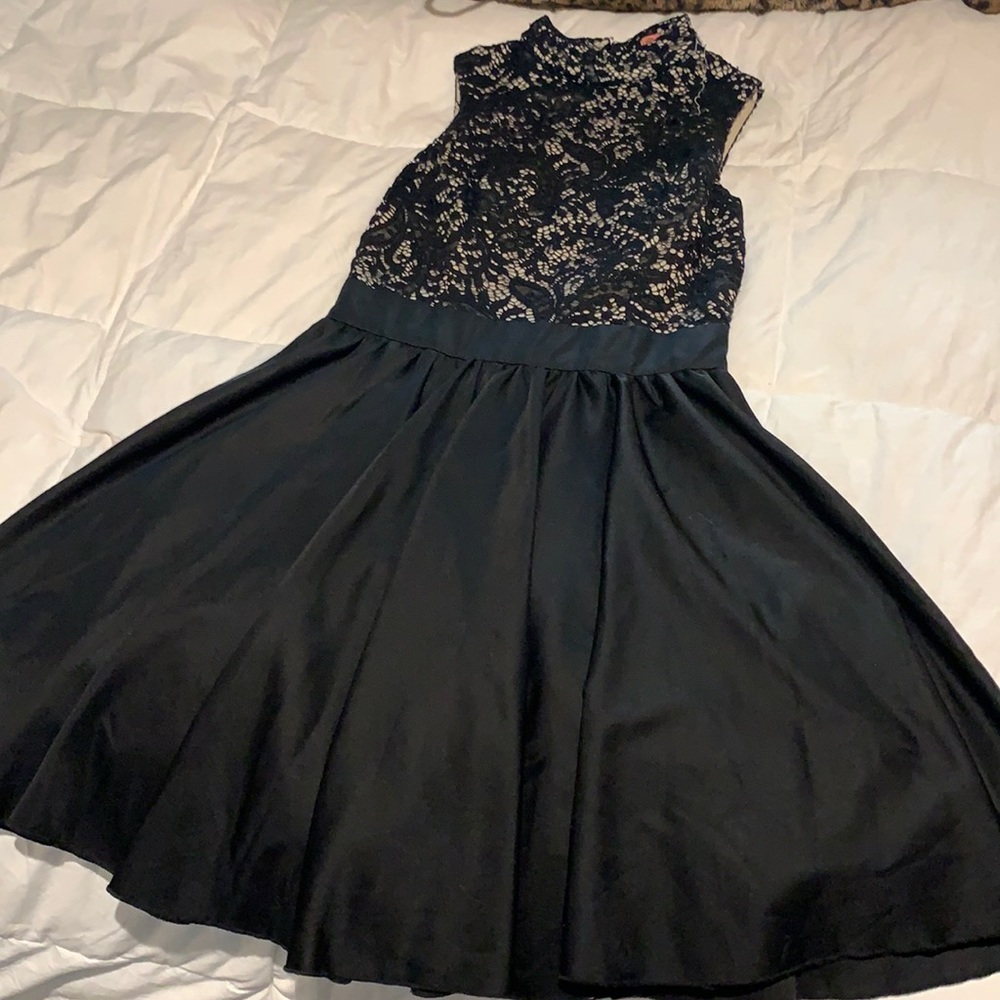 Black Lace Top Formal LBD, Tulle Full A-Line